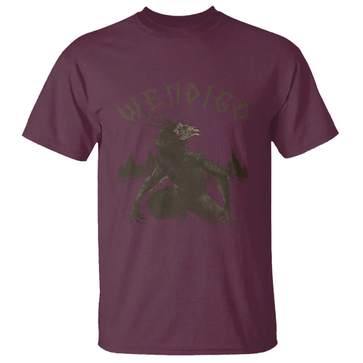 Wendigo T Shirt Horror Cryptid Occult Dark Fantasy TS10 Maroon Print Your Wear