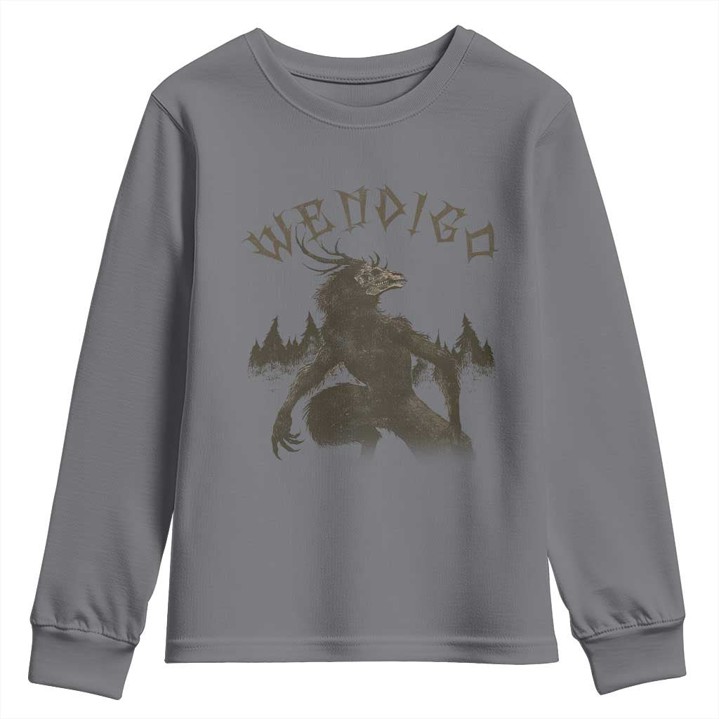 Wendigo Youth Sweatshirt Horror Cryptid Occult Dark Fantasy TS10 Charcoal Print Your Wear