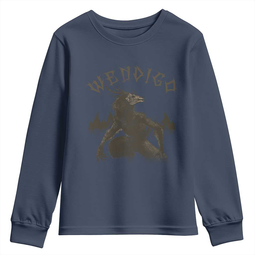 Wendigo Youth Sweatshirt Horror Cryptid Occult Dark Fantasy TS10 Navy Print Your Wear