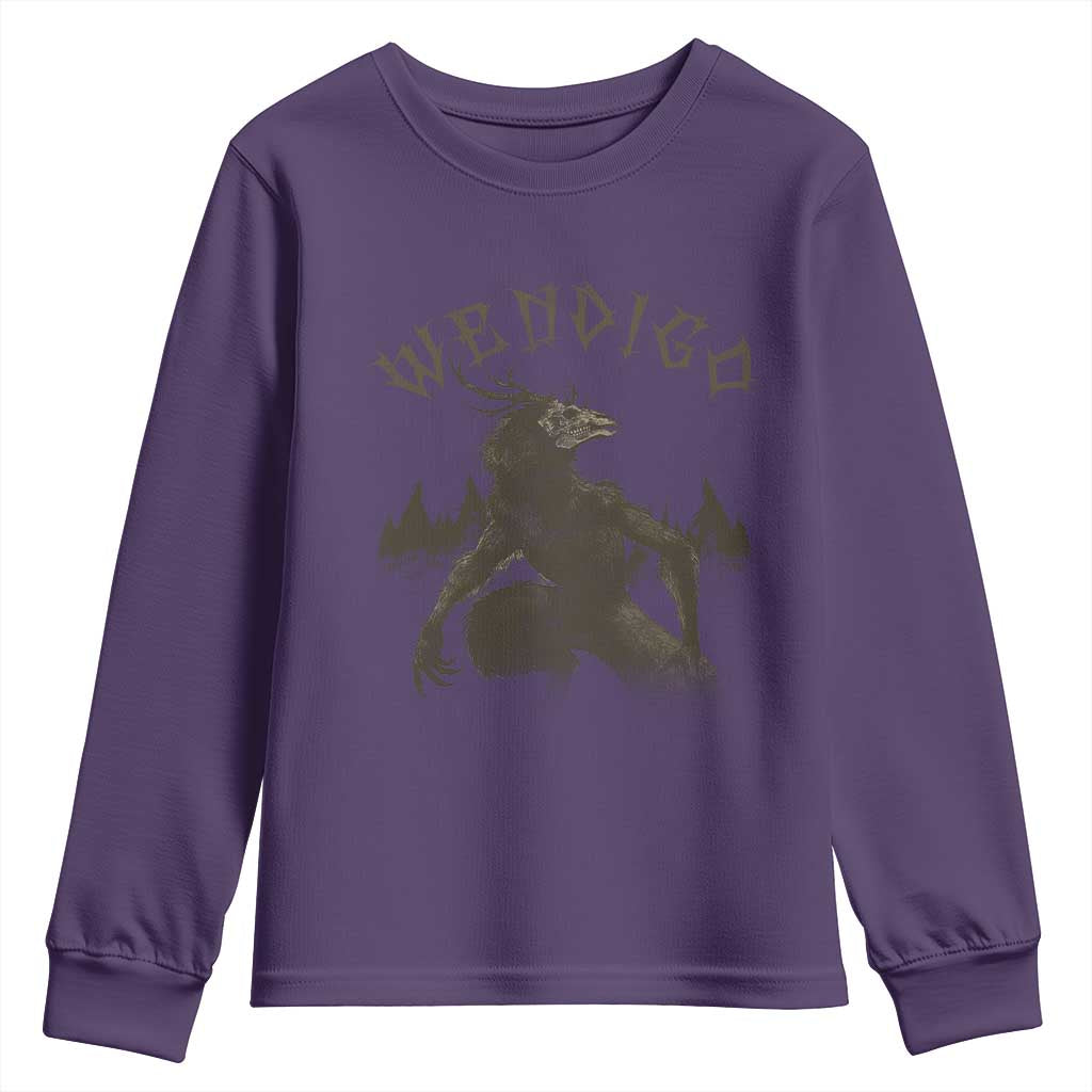 Wendigo Youth Sweatshirt Horror Cryptid Occult Dark Fantasy TS10 Purple Print Your Wear