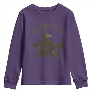 Wendigo Youth Sweatshirt Horror Cryptid Occult Dark Fantasy TS10 Purple Print Your Wear