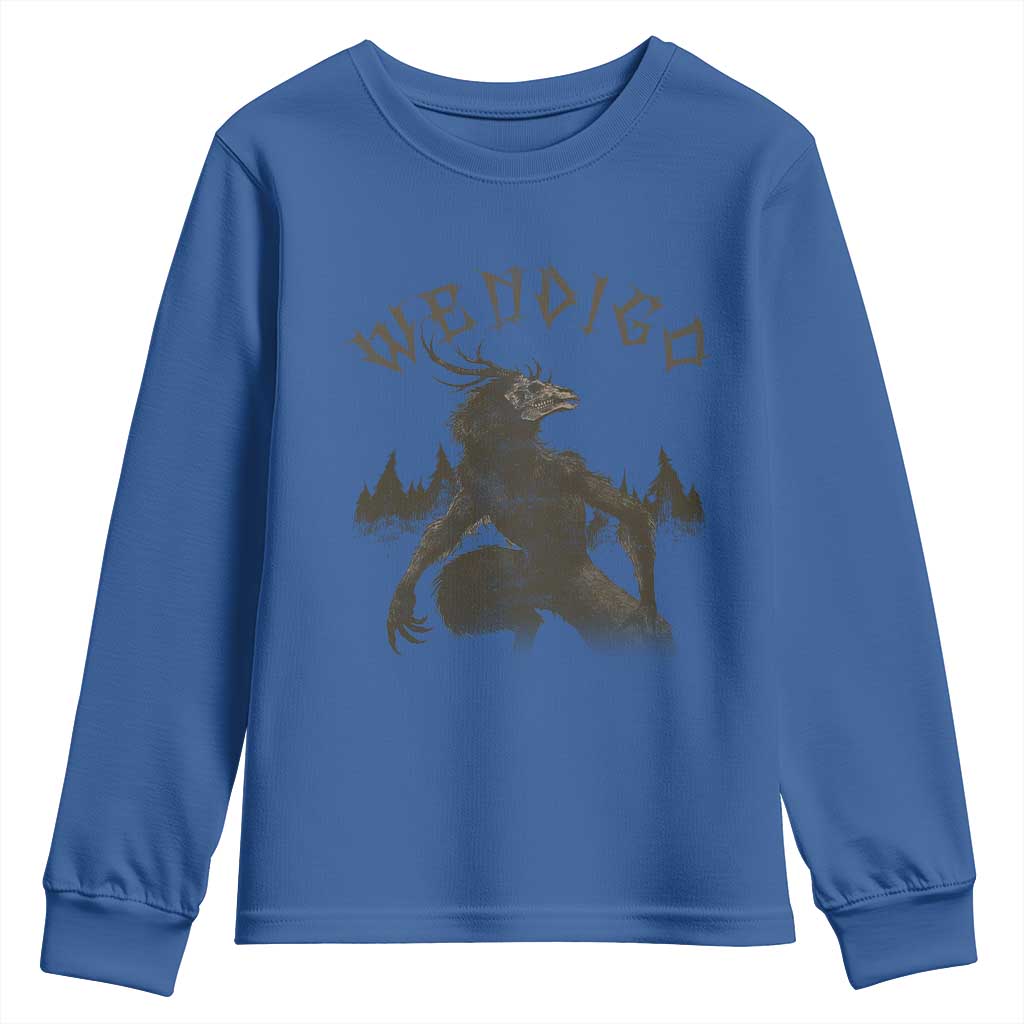 Wendigo Youth Sweatshirt Horror Cryptid Occult Dark Fantasy TS10 Royal Blue Print Your Wear