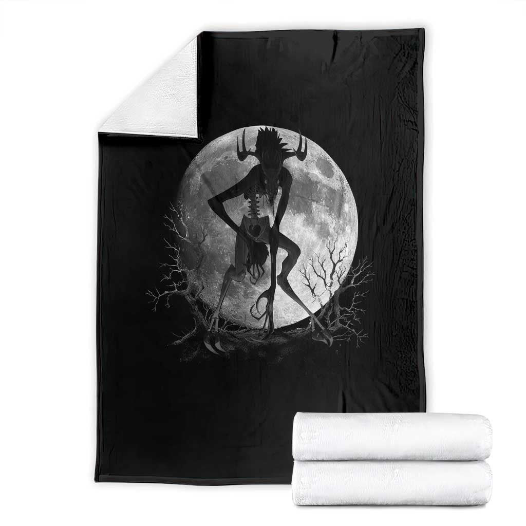 Wendigo Throw Blanket Cryptid Horror Moon Mythical Creature Halloween TS10 Black Print Your Wear