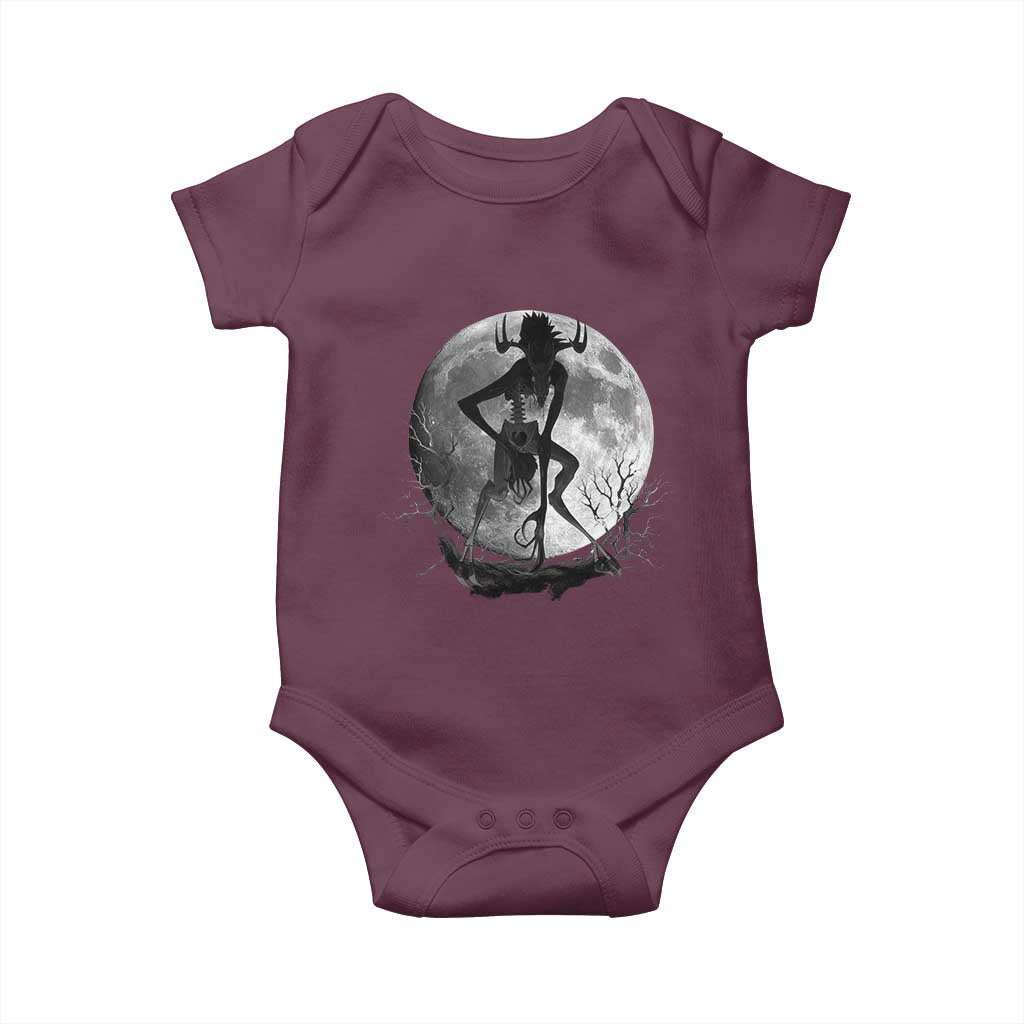 Wendigo Baby Onesie Cryptid Horror Moon Mythical Creature Halloween TS10 Maroon Print Your Wear