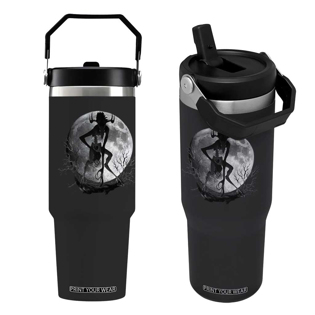 Wendigo Flip Straw Tumbler Cryptid Horror Moon Mythical Creature Halloween TS10 One Size: 30 oz Black Print Your Wear