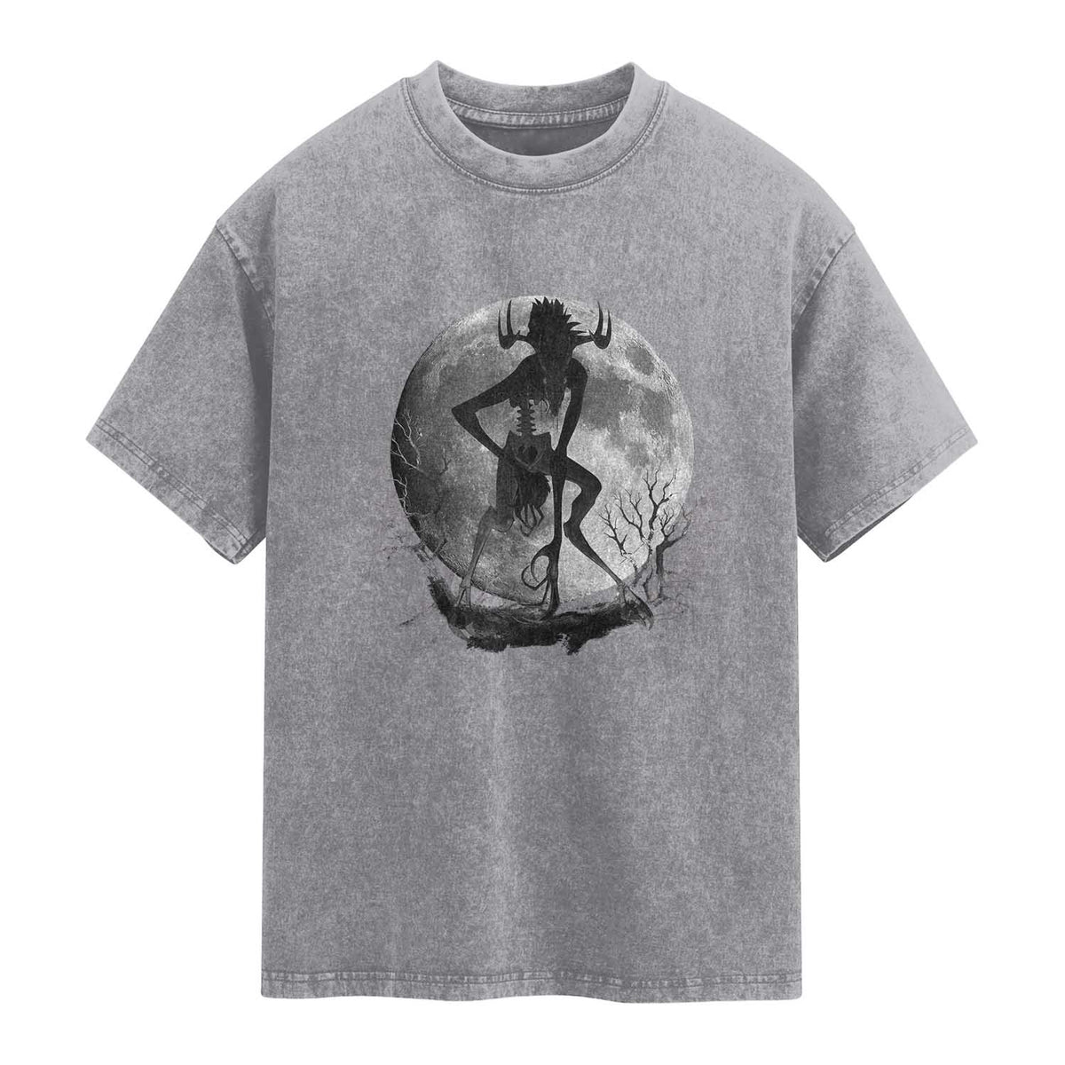 Wendigo Washed Cotton T-Shirt Cryptid Horror Moon Mythical Creature Halloween