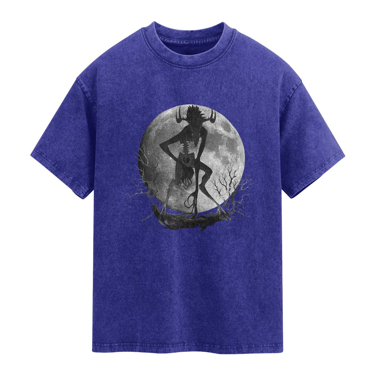 Wendigo Washed Cotton T-Shirt Cryptid Horror Moon Mythical Creature Halloween