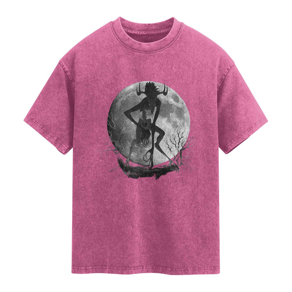 Wendigo Washed Cotton T-Shirt Cryptid Horror Moon Mythical Creature Halloween