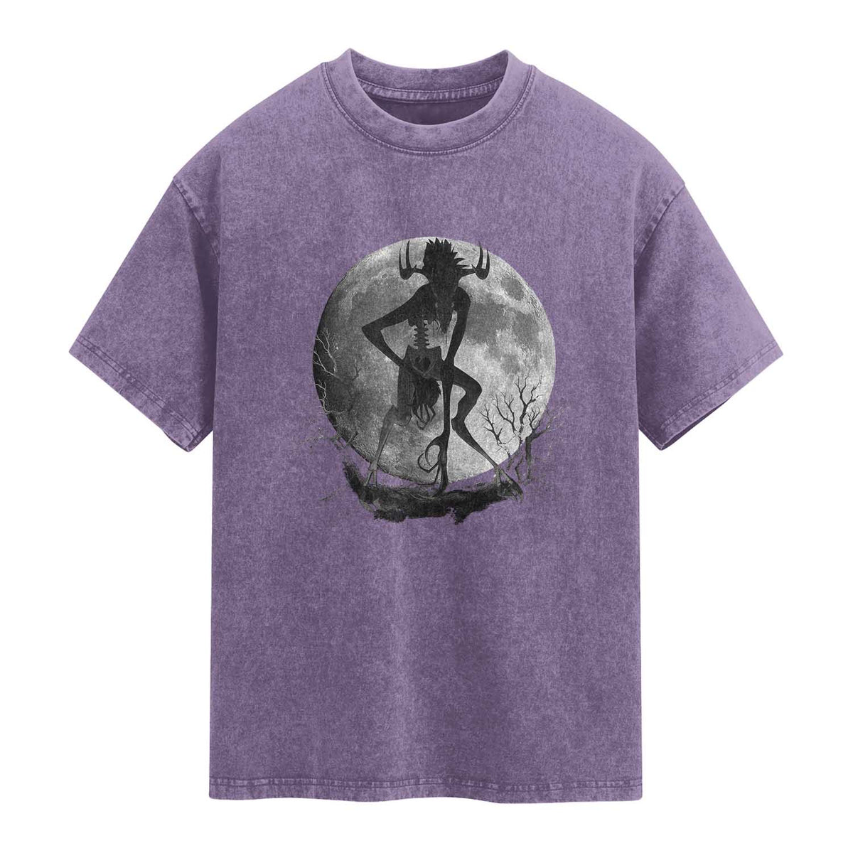 Wendigo Washed Cotton T-Shirt Cryptid Horror Moon Mythical Creature Halloween