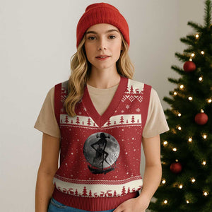 Wendigo V-Neck Knit Sweater Vest Cryptid Horror Moon Mythical Creature Halloween TS10 Red Beige Print Your Wear