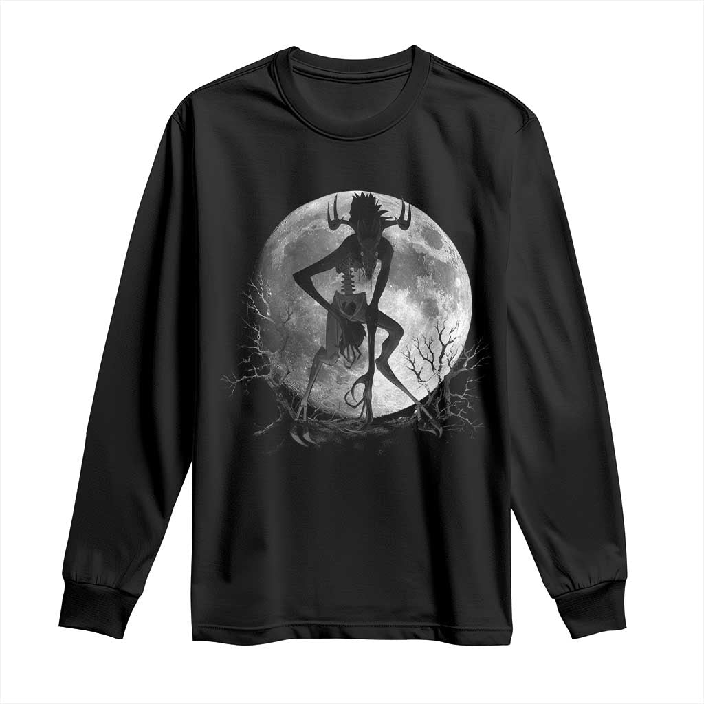 Wendigo Long Sleeve Shirt Cryptid Horror Moon Mythical Creature Halloween TS10 Black Print Your Wear