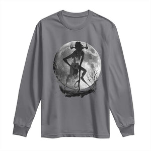 Wendigo Long Sleeve Shirt Cryptid Horror Moon Mythical Creature Halloween TS10 Charcoal Print Your Wear