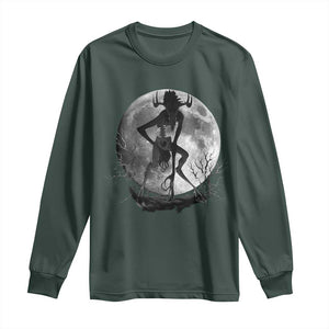 Wendigo Long Sleeve Shirt Cryptid Horror Moon Mythical Creature Halloween TS10 Dark Forest Green Print Your Wear