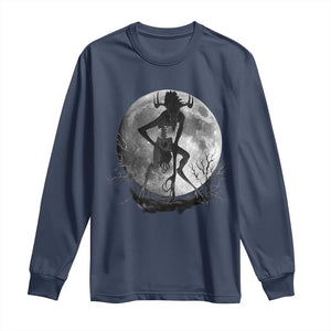 Wendigo Long Sleeve Shirt Cryptid Horror Moon Mythical Creature Halloween TS10 Navy Print Your Wear