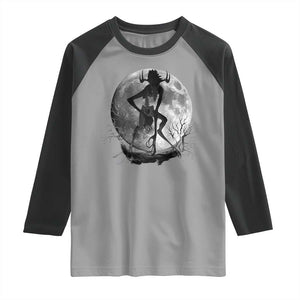 Wendigo Raglan Shirt Cryptid Horror Moon Mythical Creature Halloween TS10 Sport Gray Black Print Your Wear