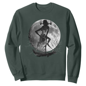 Wendigo Sweatshirt Cryptid Horror Moon Mythical Creature Halloween TS10 Dark Forest Green Print Your Wear