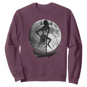 Wendigo Sweatshirt Cryptid Horror Moon Mythical Creature Halloween TS10 Maroon Print Your Wear