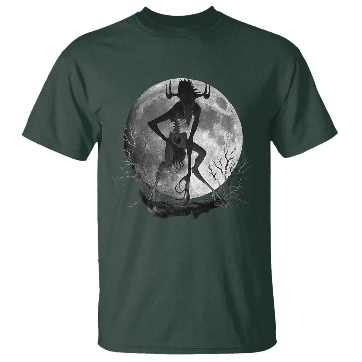 Wendigo T Shirt Cryptid Horror Moon Mythical Creature Halloween TS10 Dark Forest Green Print Your Wear