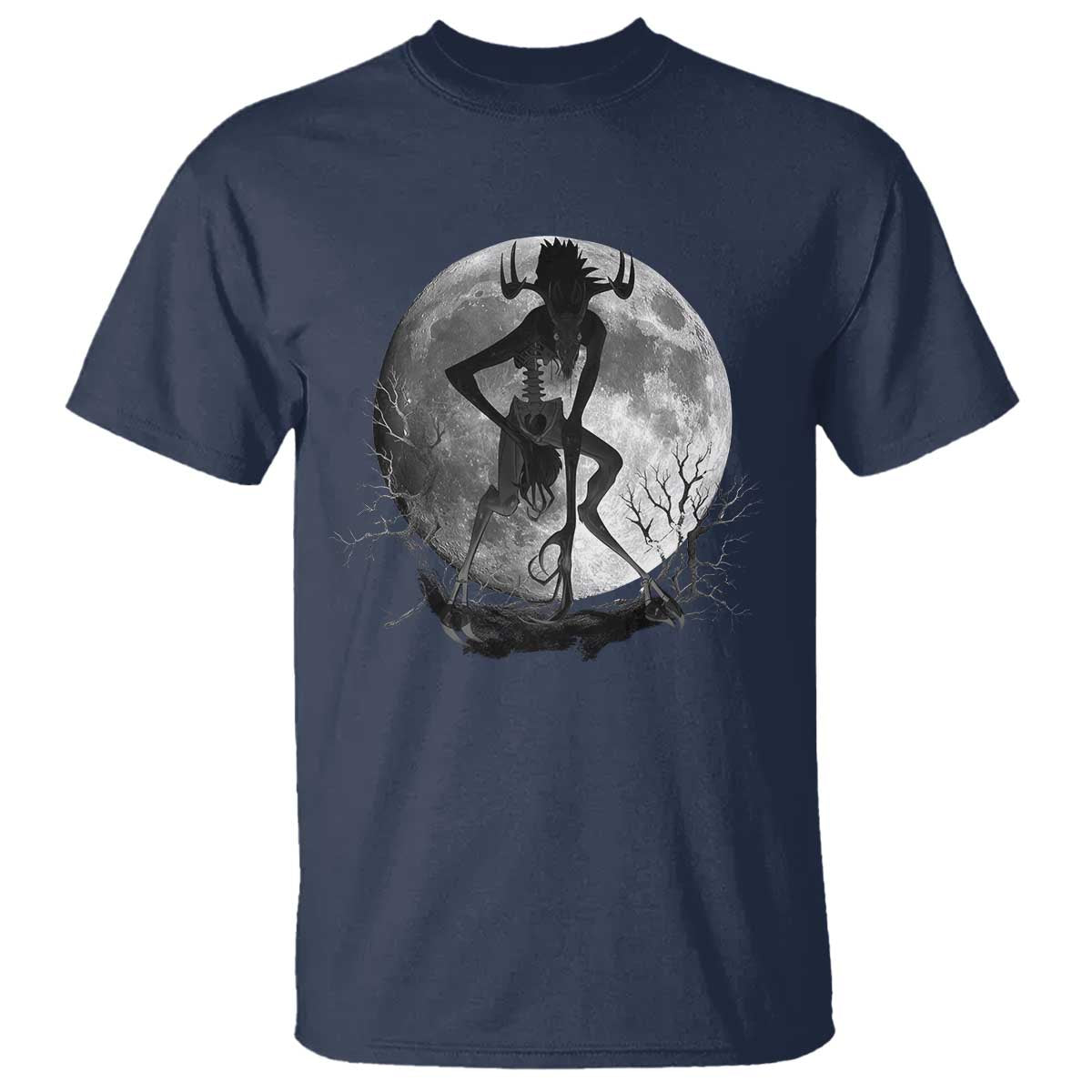 Wendigo T Shirt Cryptid Horror Moon Mythical Creature Halloween TS10 Navy Print Your Wear