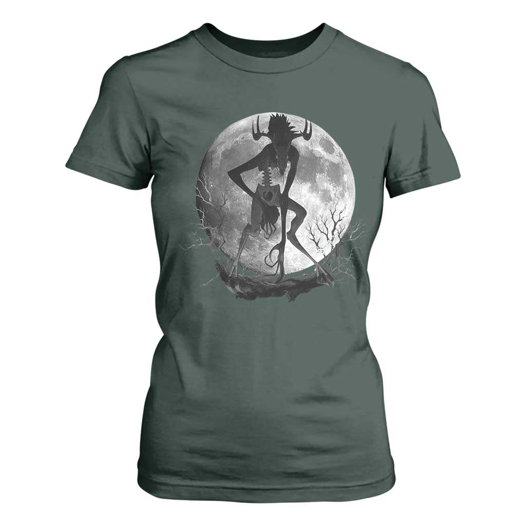 Wendigo T Shirt For Women Cryptid Horror Moon Mythical Creature Halloween TS10 Dark Forest Green Print Your Wear