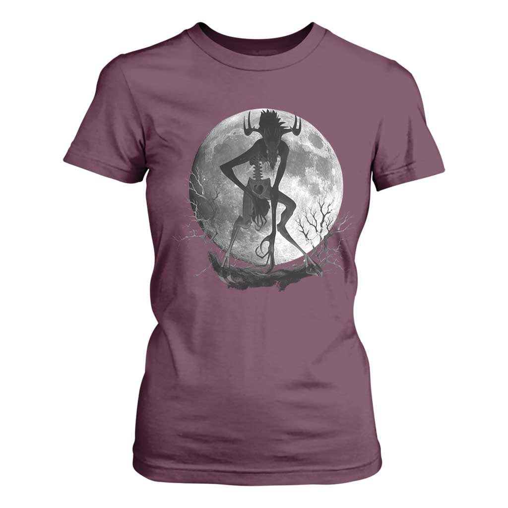 Wendigo T Shirt For Women Cryptid Horror Moon Mythical Creature Halloween TS10 Maroon Print Your Wear