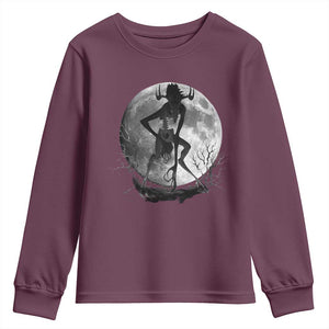 Wendigo Youth Sweatshirt Cryptid Horror Moon Mythical Creature Halloween TS10 Maroon Print Your Wear