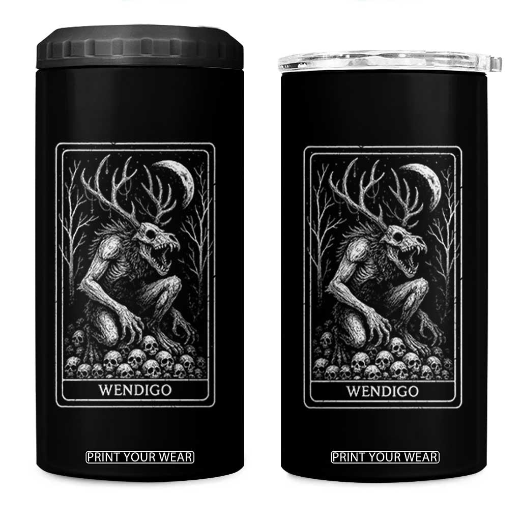 Wendigo 4 in 1 Can Cooler Tumbler Tarot Card Horror Cryptid Occult Dark Fantasy TS10 One Size: 16 oz Black Print Your Wear