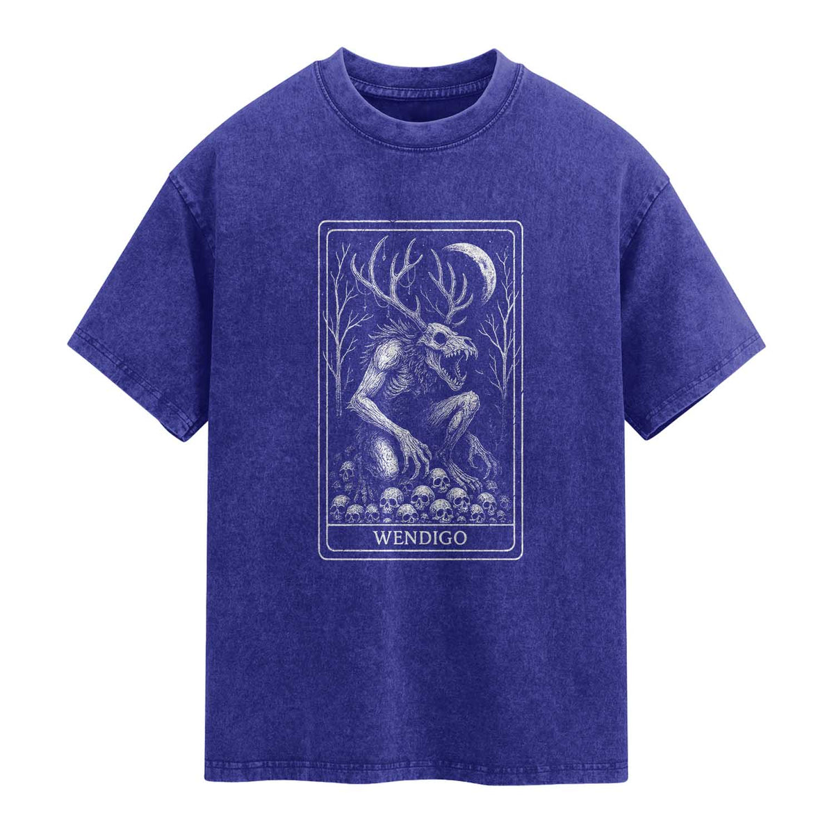 Wendigo Washed Cotton T-Shirt Tarot Card Horror Cryptid Occult Dark Fantasy
