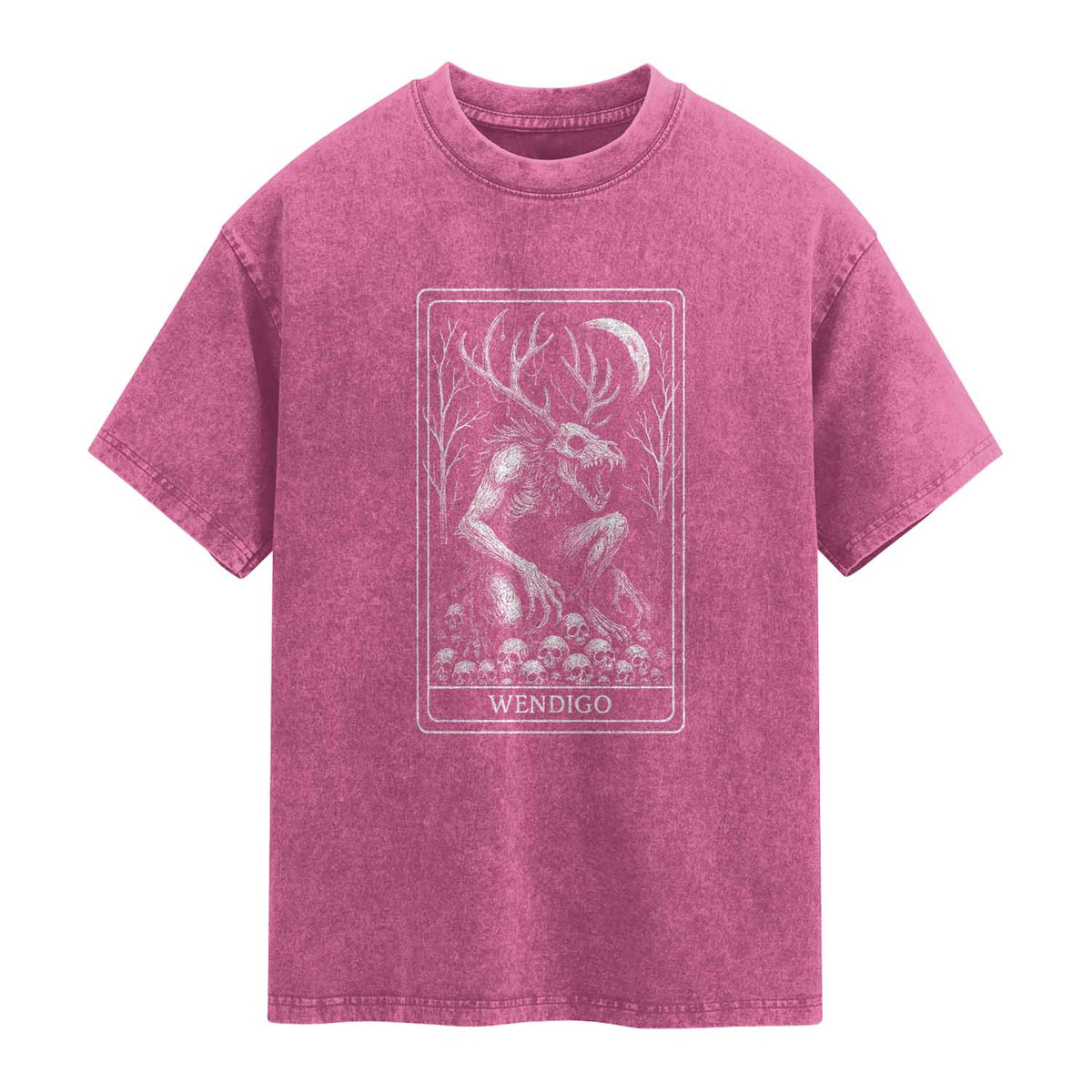 Wendigo Washed Cotton T-Shirt Tarot Card Horror Cryptid Occult Dark Fantasy
