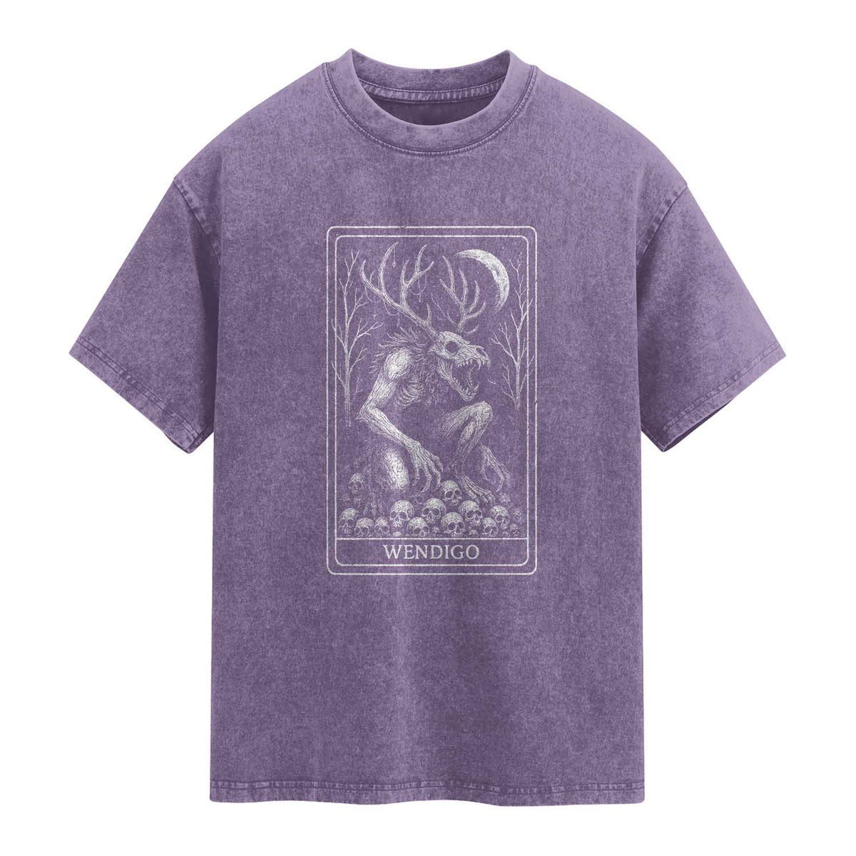 Wendigo Washed Cotton T-Shirt Tarot Card Horror Cryptid Occult Dark Fantasy