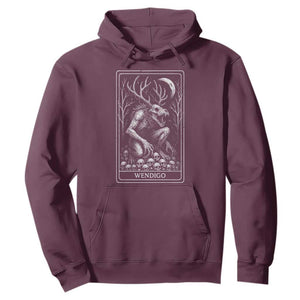 Wendigo Hoodie Tarot Card Horror Cryptid Occult Dark Fantasy TS10 Maroon Print Your Wear