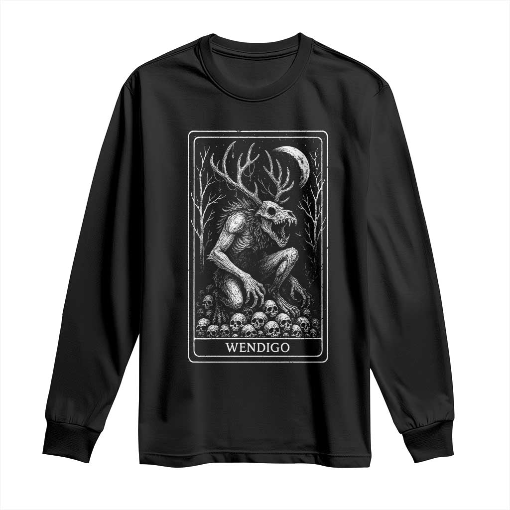 Wendigo Long Sleeve Shirt Tarot Card Horror Cryptid Occult Dark Fantasy TS10 Black Print Your Wear