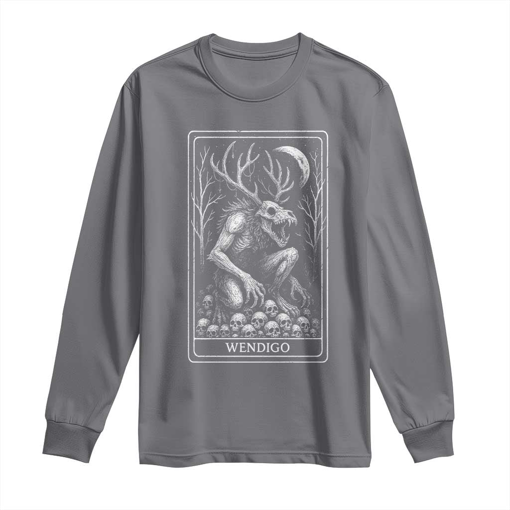 Wendigo Long Sleeve Shirt Tarot Card Horror Cryptid Occult Dark Fantasy TS10 Charcoal Print Your Wear