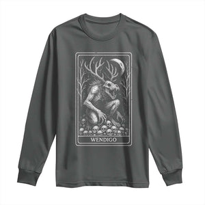Wendigo Long Sleeve Shirt Tarot Card Horror Cryptid Occult Dark Fantasy TS10 Dark Heather Print Your Wear