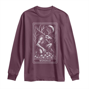 Wendigo Long Sleeve Shirt Tarot Card Horror Cryptid Occult Dark Fantasy TS10 Maroon Print Your Wear