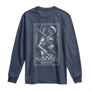 Wendigo Long Sleeve Shirt Tarot Card Horror Cryptid Occult Dark Fantasy TS10 Navy Print Your Wear