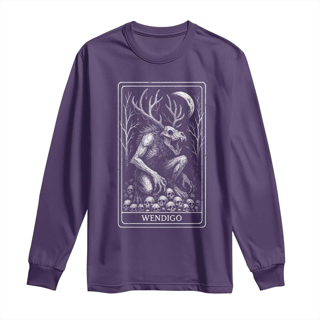 Wendigo Long Sleeve Shirt Tarot Card Horror Cryptid Occult Dark Fantasy TS10 Purple Print Your Wear