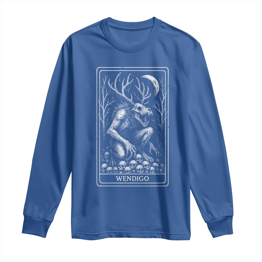 Wendigo Long Sleeve Shirt Tarot Card Horror Cryptid Occult Dark Fantasy TS10 Royal Blue Print Your Wear