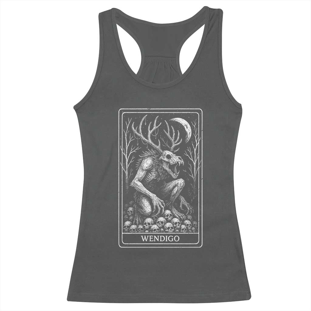 Wendigo Racerback Tank Top Tarot Card Horror Cryptid Occult Dark Fantasy TS10 Dark Heather Print Your Wear