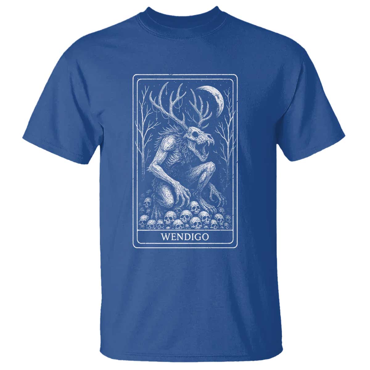 Wendigo T Shirt Tarot Card Horror Cryptid Occult Dark Fantasy TS10 Royal Blue Print Your Wear