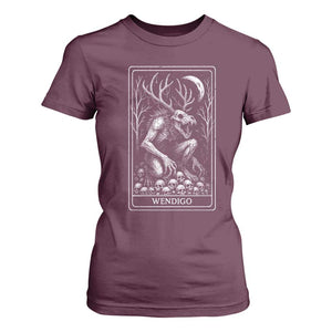 Wendigo T Shirt For Women Tarot Card Horror Cryptid Occult Dark Fantasy TS10 Maroon Print Your Wear