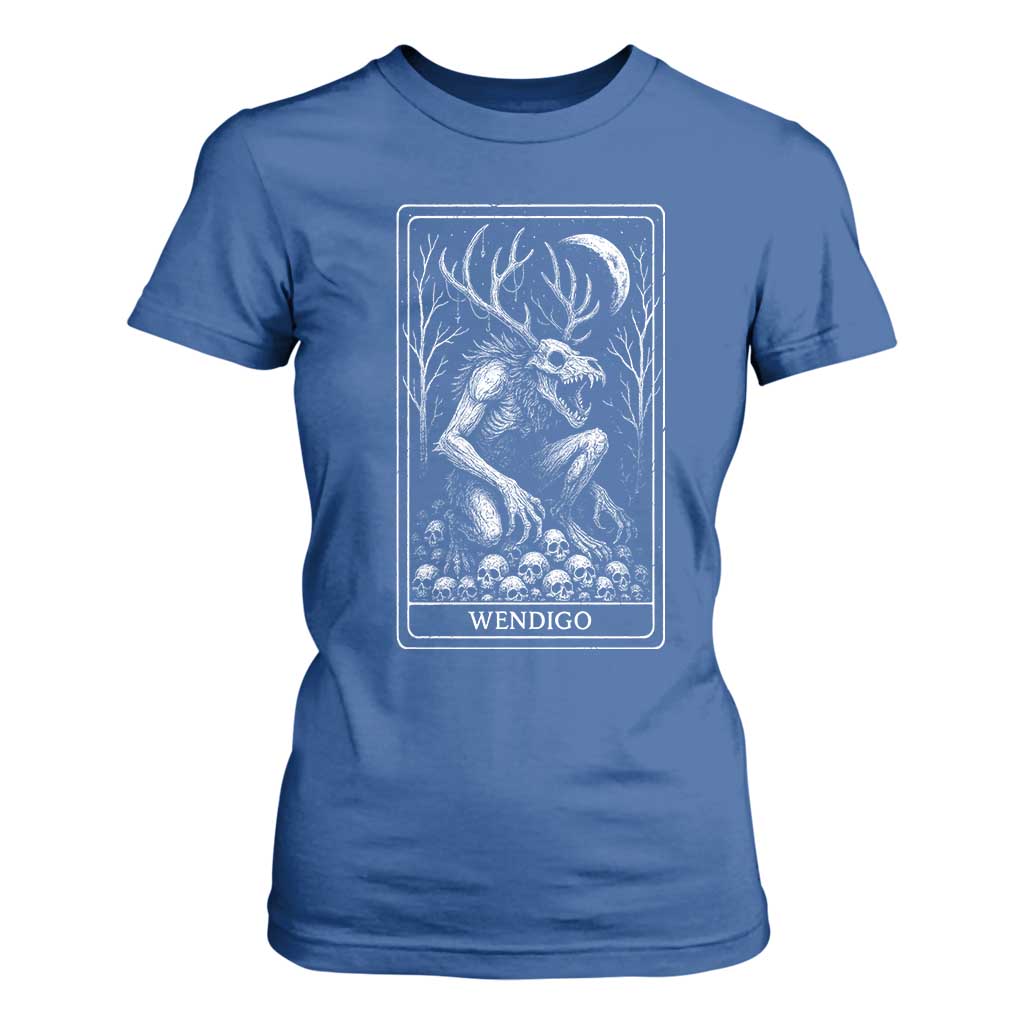 Wendigo T Shirt For Women Tarot Card Horror Cryptid Occult Dark Fantasy TS10 Royal Blue Print Your Wear