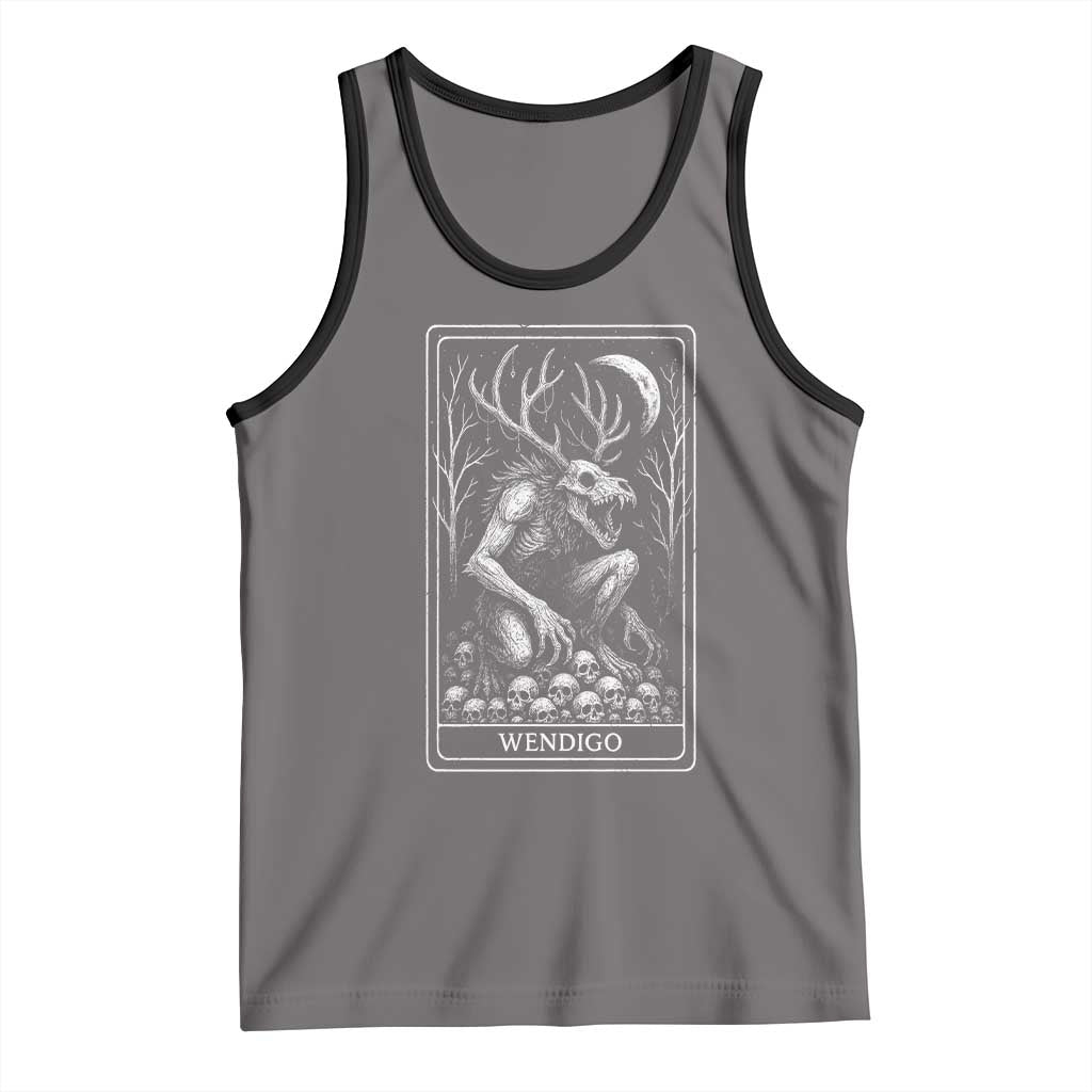 Wendigo Tank Top Tarot Card Horror Cryptid Occult Dark Fantasy TS10 Deep Heather Black Print Your Wear