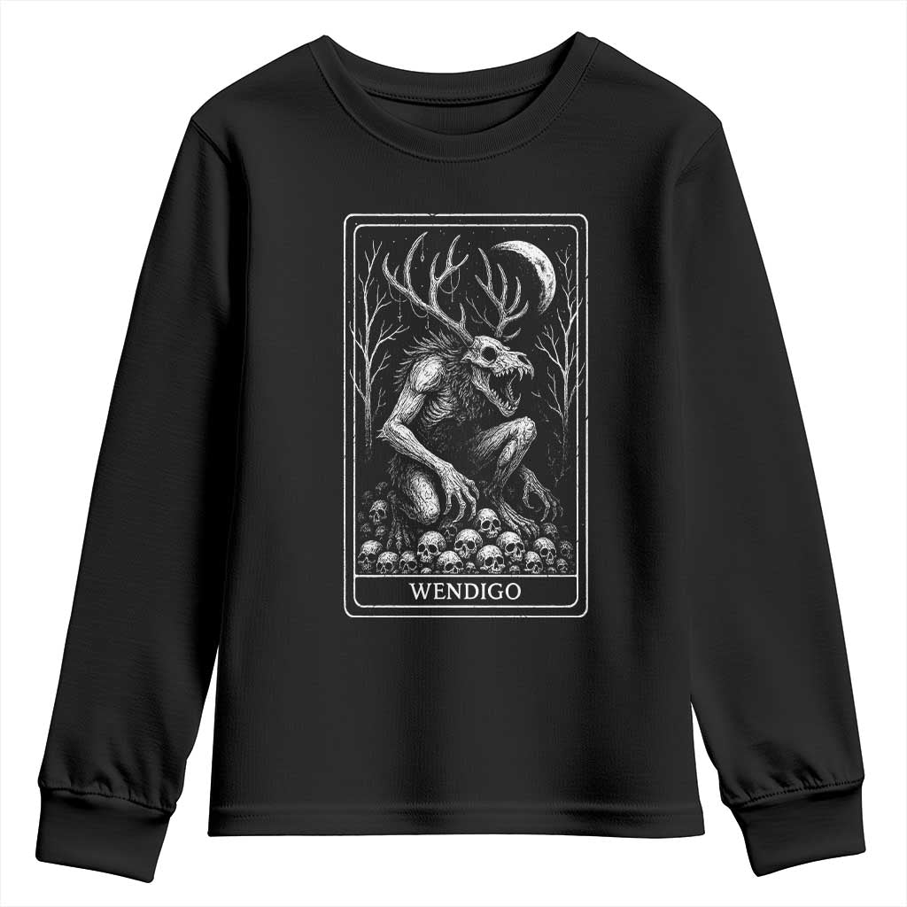 Wendigo Youth Sweatshirt Tarot Card Horror Cryptid Occult Dark Fantasy TS10 Black Print Your Wear