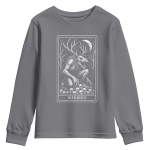 Wendigo Youth Sweatshirt Tarot Card Horror Cryptid Occult Dark Fantasy TS10 Charcoal Print Your Wear
