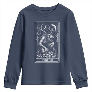 Wendigo Youth Sweatshirt Tarot Card Horror Cryptid Occult Dark Fantasy TS10 Navy Print Your Wear