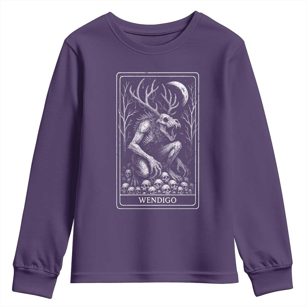 Wendigo Youth Sweatshirt Tarot Card Horror Cryptid Occult Dark Fantasy TS10 Purple Print Your Wear