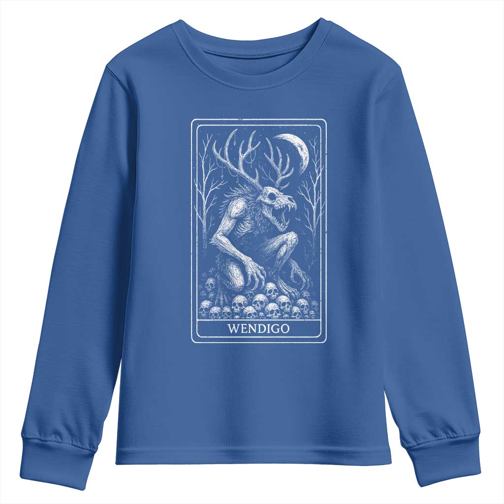 Wendigo Youth Sweatshirt Tarot Card Horror Cryptid Occult Dark Fantasy TS10 Royal Blue Print Your Wear