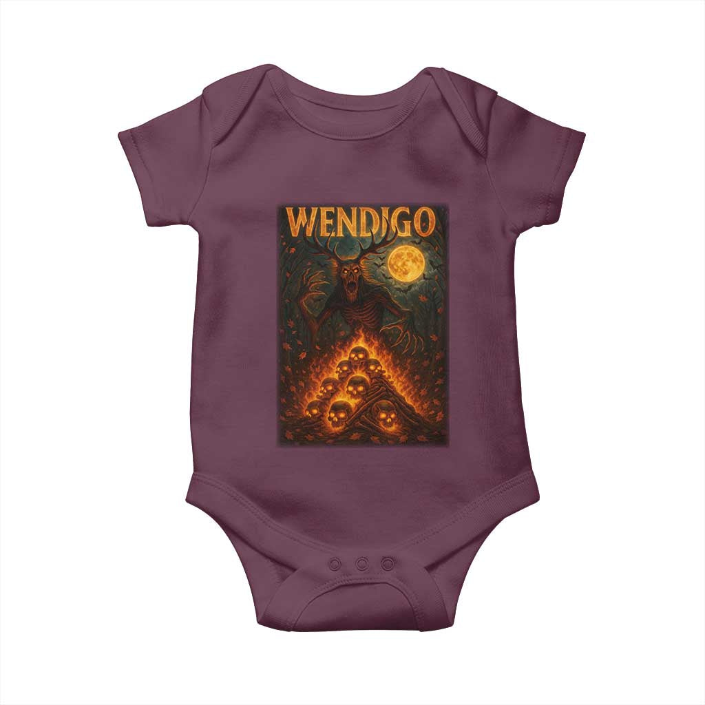 Wendigo Baby Onesie Halloween Cryptid Horror Mythical Creature TS10 Maroon Print Your Wear