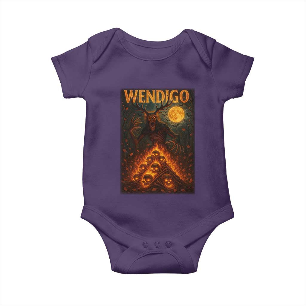 Wendigo Baby Onesie Halloween Cryptid Horror Mythical Creature TS10 Purple Print Your Wear